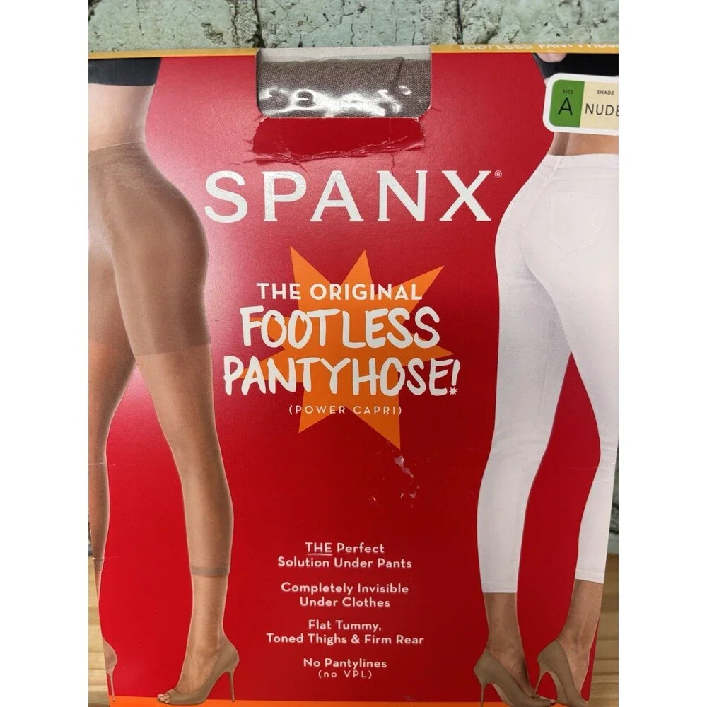 Lot 2 -Spanx Footless Power Capri Black & Nude Shaping Pantyhose Size A Original